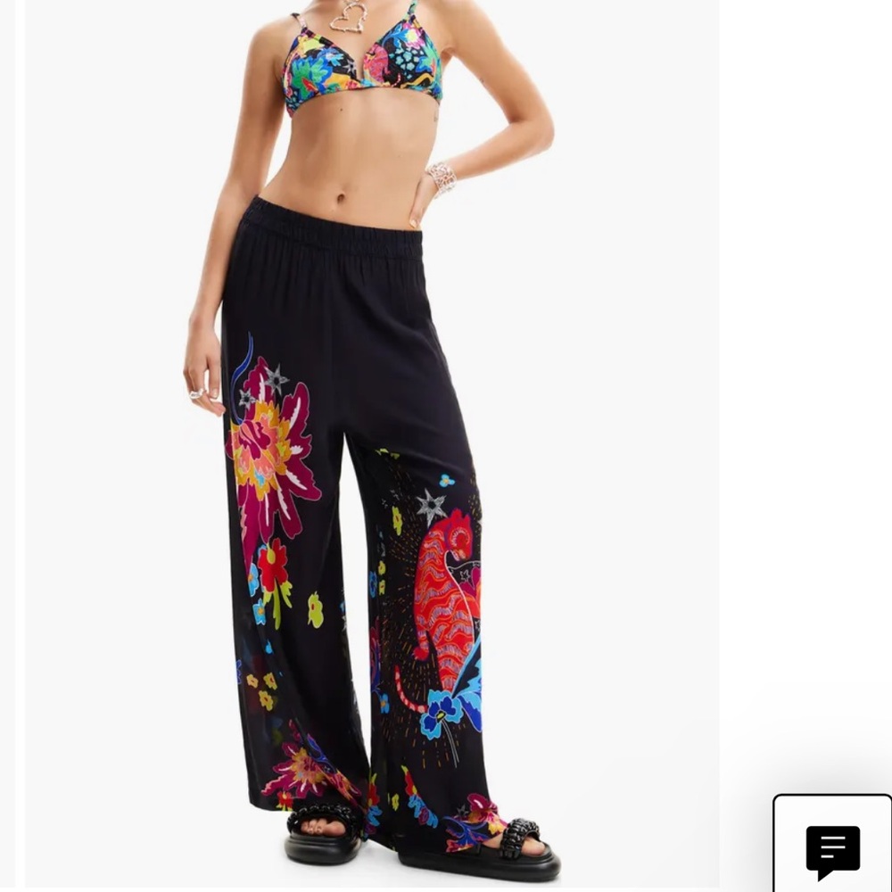 Desigual Jungle Design Palazzo Trousers, NWT.